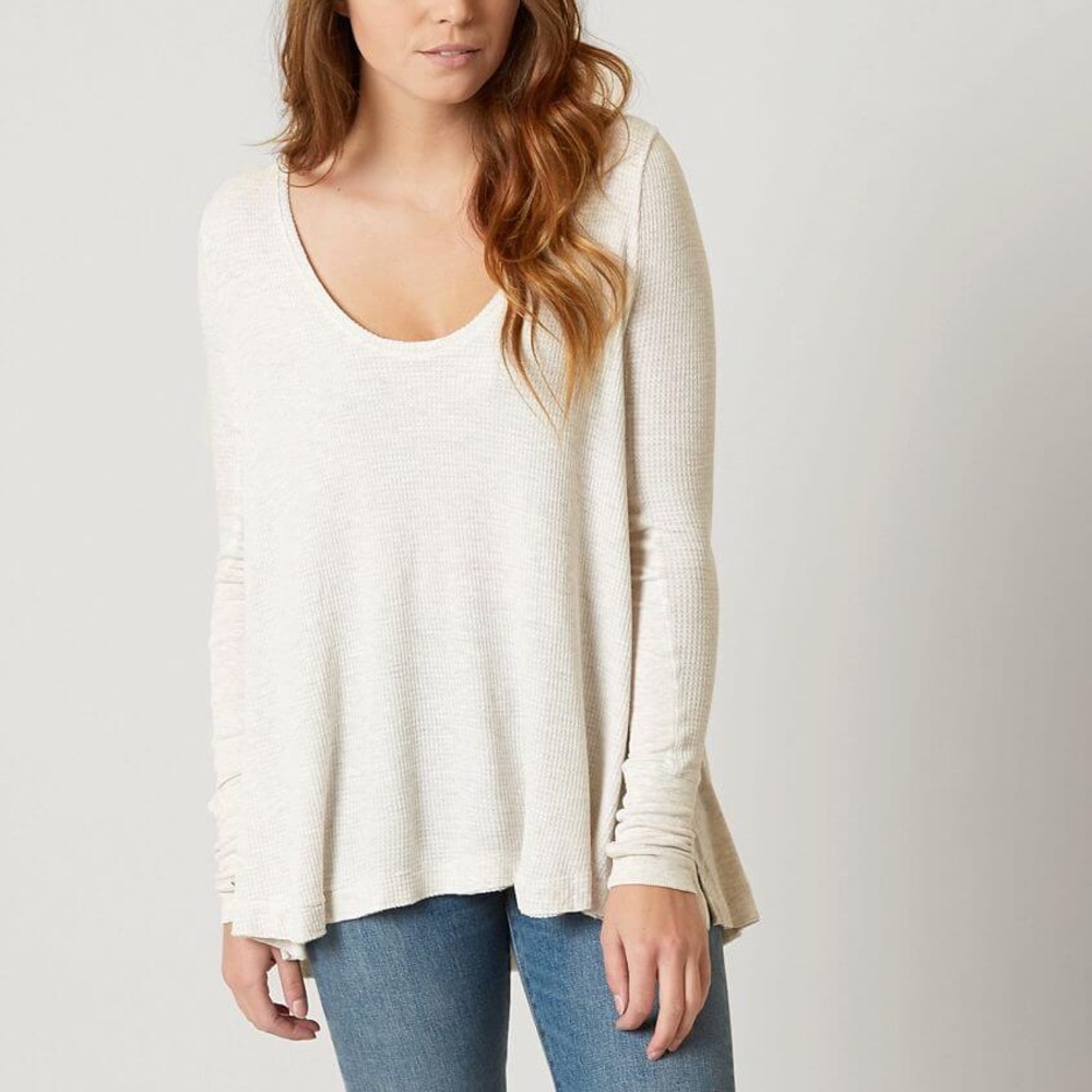 Free People Oatmeal Malibu Thermal Top